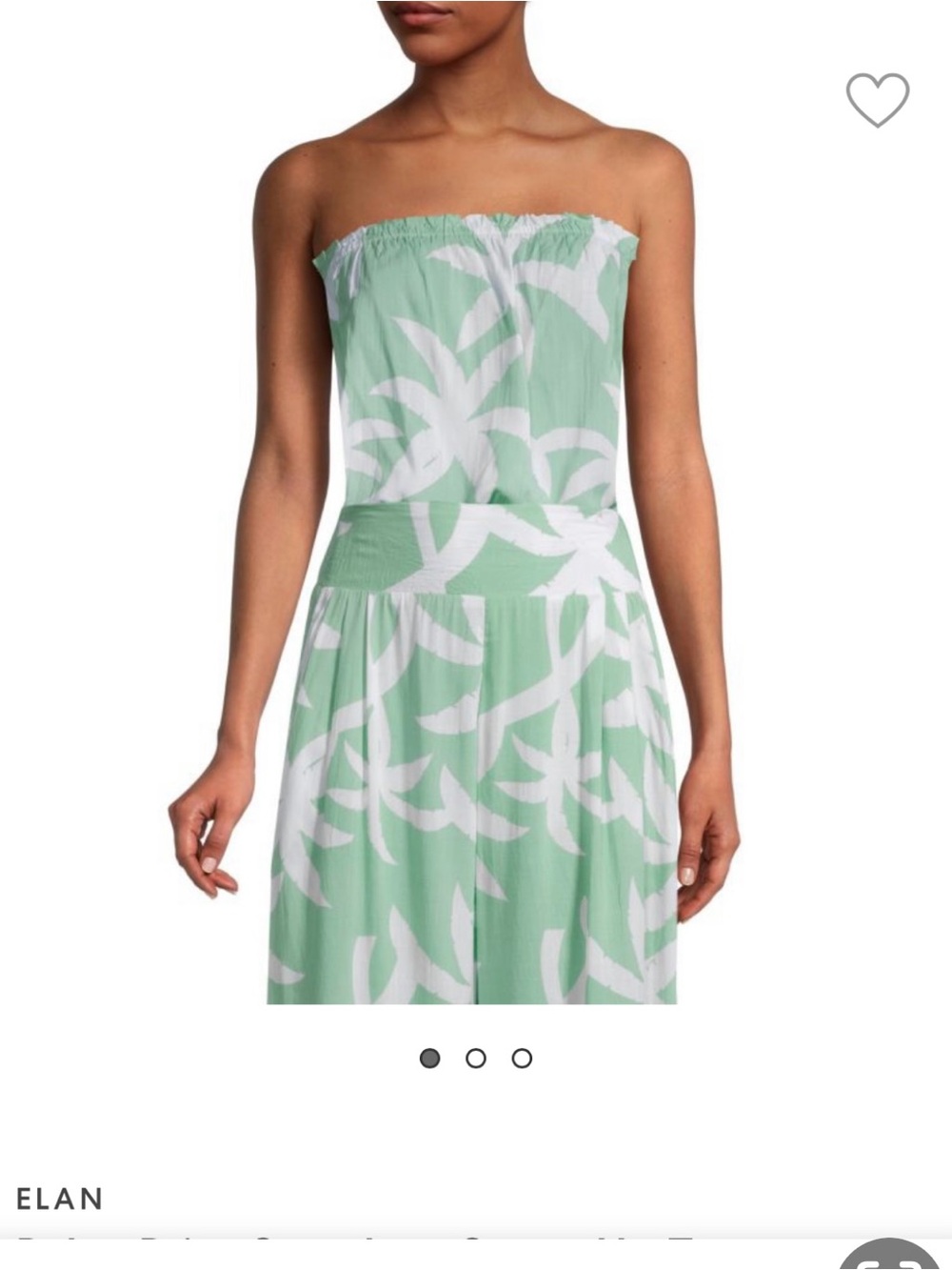 Elan Mint and White Strapless Printed Bandeau Top